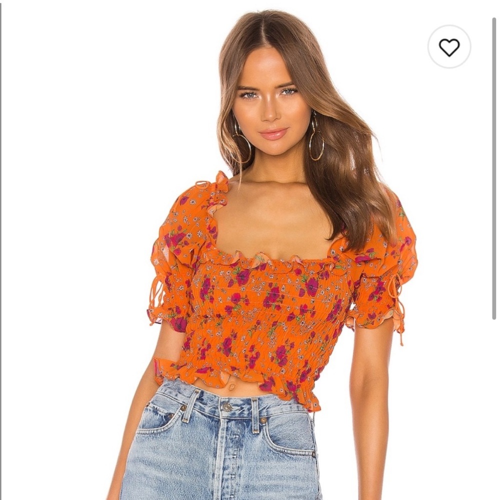 For Love And Lemons Peony Smocked Top